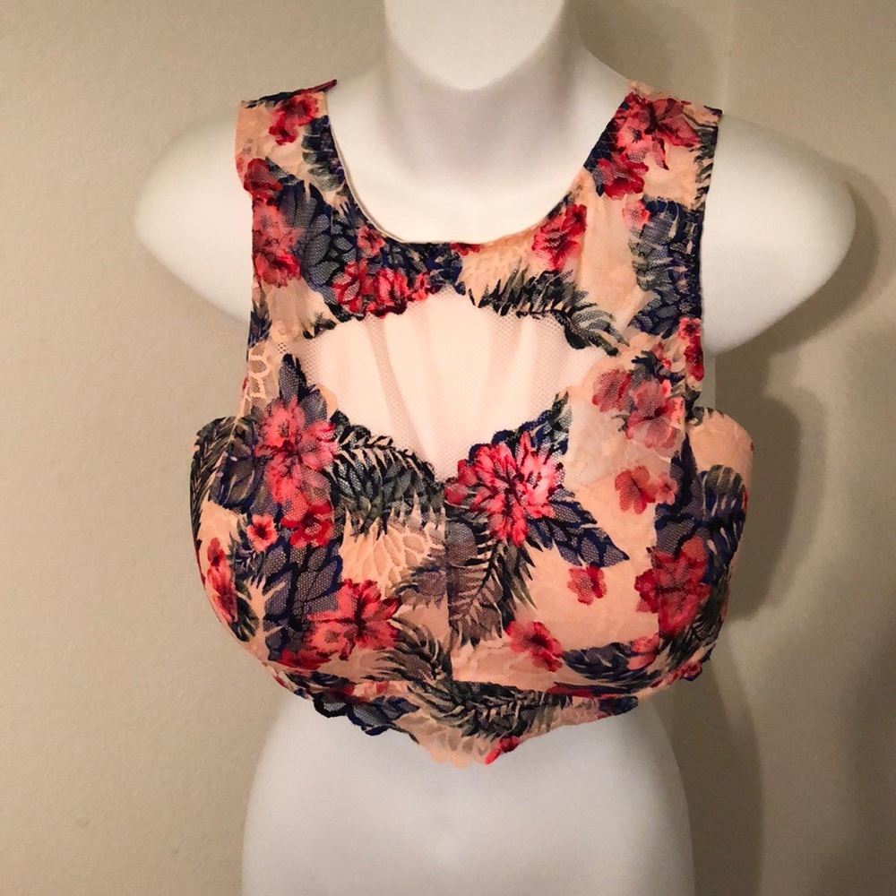 PINK floral push up bralette